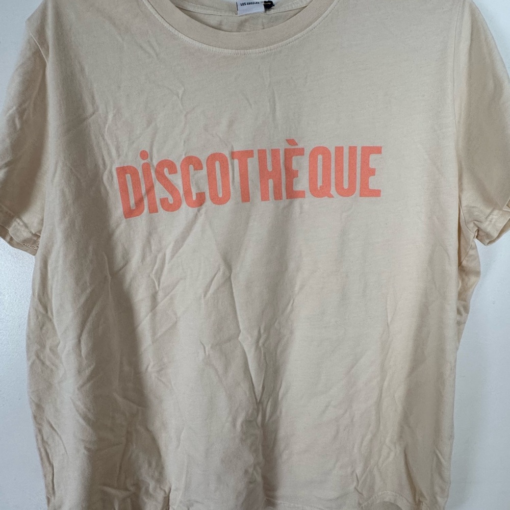 Clare V Cream T-Shirt Discotheque Print